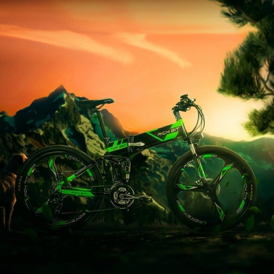 EU STOCK 26" Electric Assist Full Suspension Mountain Bike Mtb Rich Bit Top 860 26" 36v 250w 12.8Ah