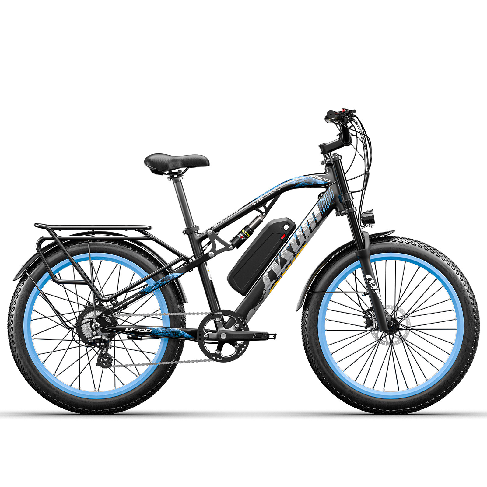 US EU STOCK Dual Suspension Off Road 26 Inch Fat Tire Ebike 4.0 Tire 17Ah Cysum M900 Avis